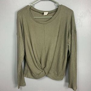 $68 Paper Crane Twist Front Long Sleeve Sweater Top Anthropologie Super Soft M